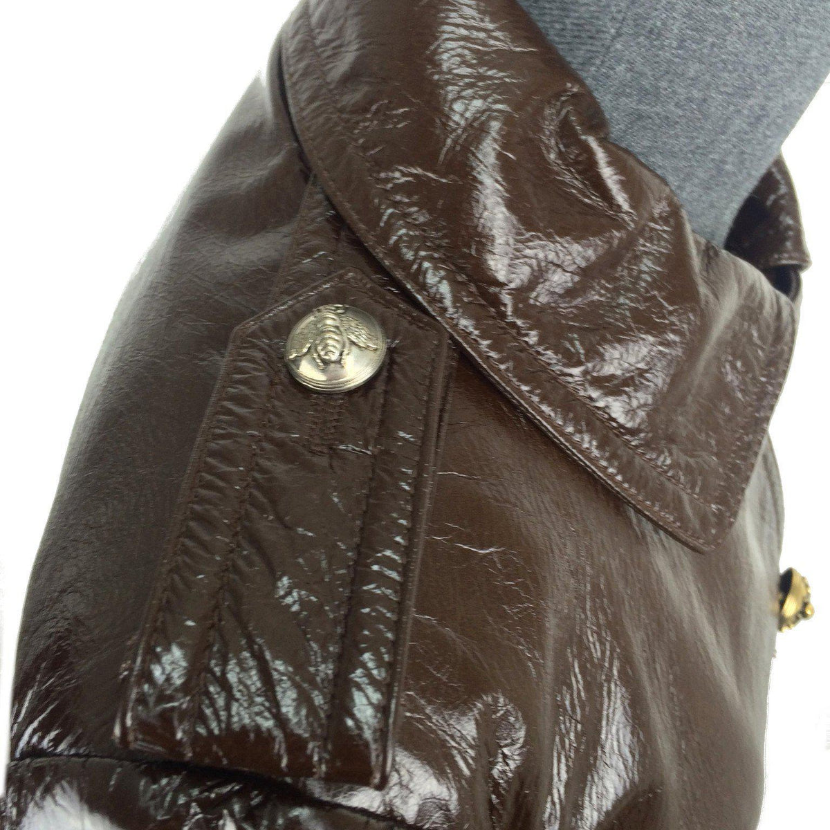 Gucci Light Patent Leather Belted Trench Coat Size M