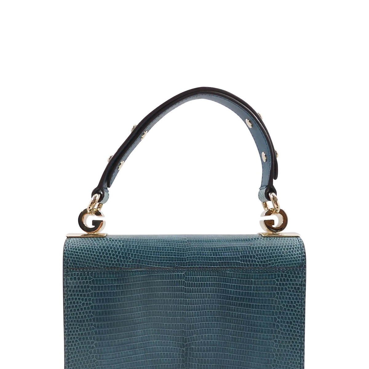 Lizard 1973 Small Top Handle Flap Bag Turquoise