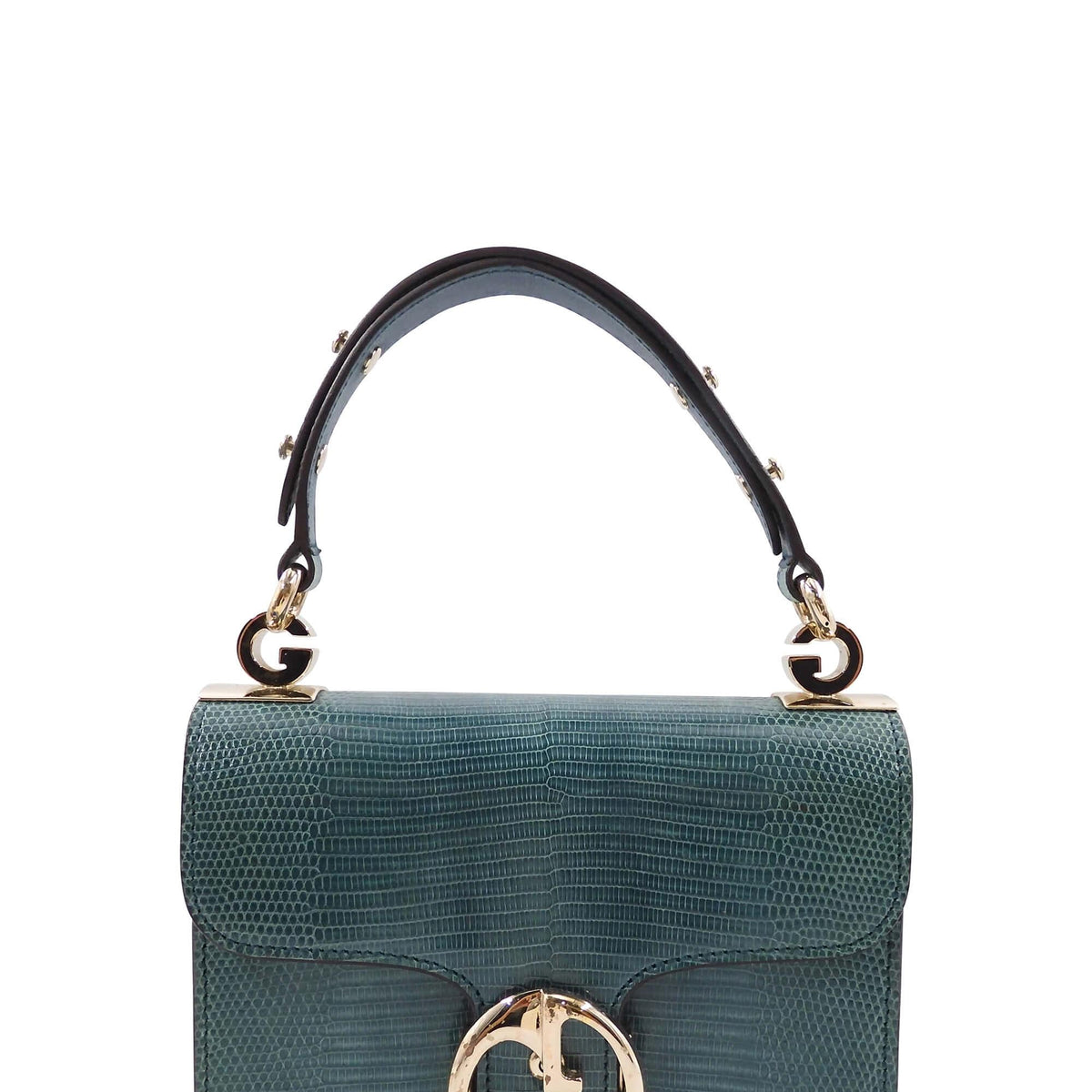 Lizard 1973 Small Top Handle Flap Bag Turquoise