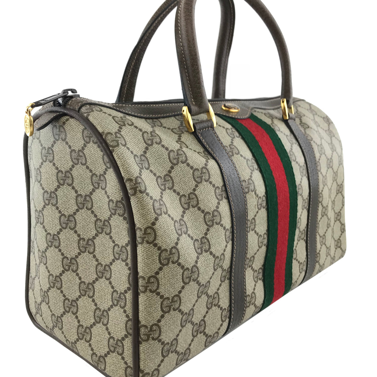 Gucci Monogram Boston Web Medium Satchel Bag