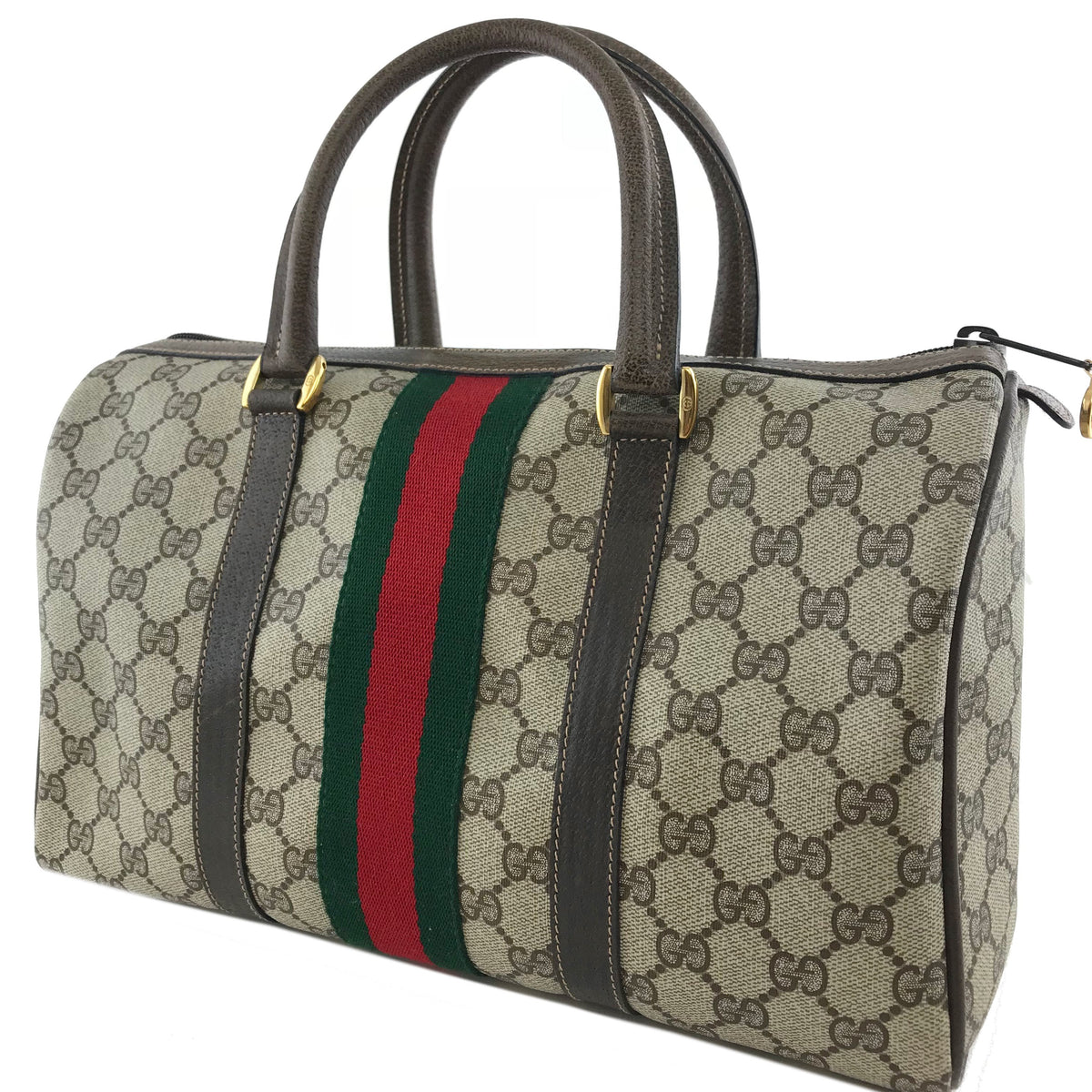 Gucci Monogram Boston Web Medium Satchel Bag