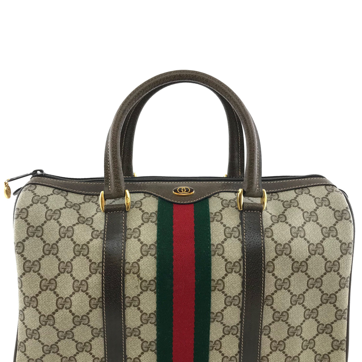 Gucci Monogram Boston Web Medium Satchel Bag