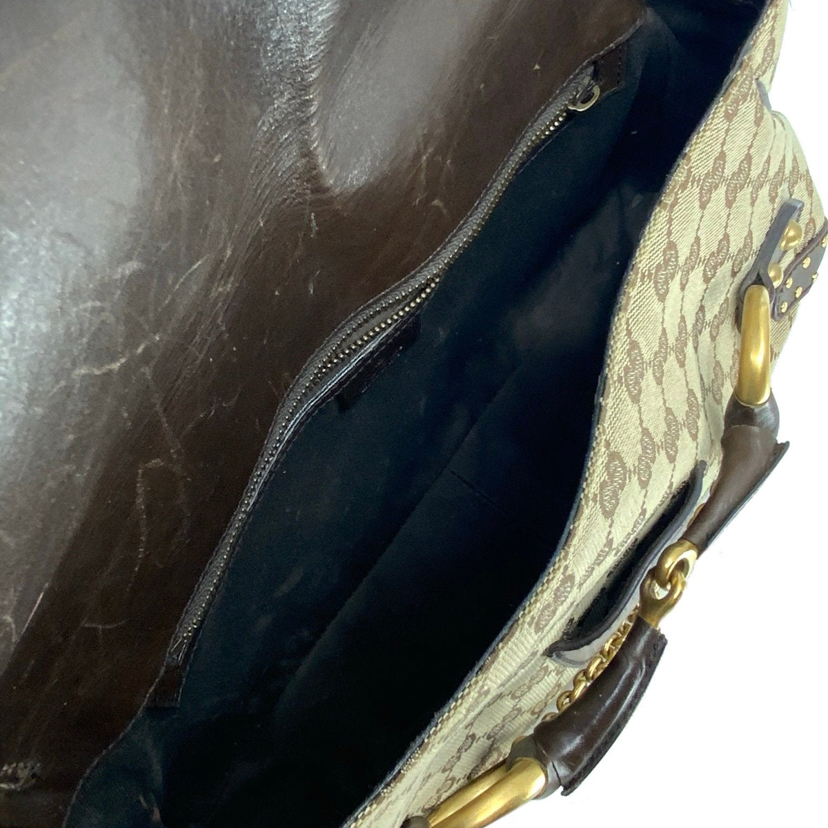 Gucci Monogram Horsebit Flap Bag