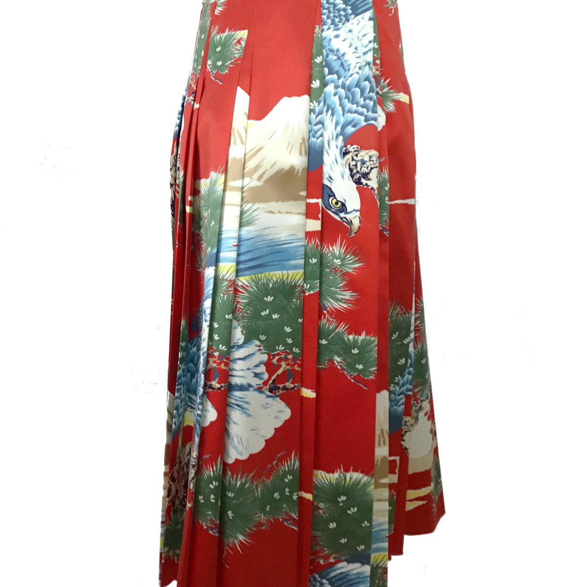 Gucci Oriental Eagle Pleated Silk Skirt Size M
