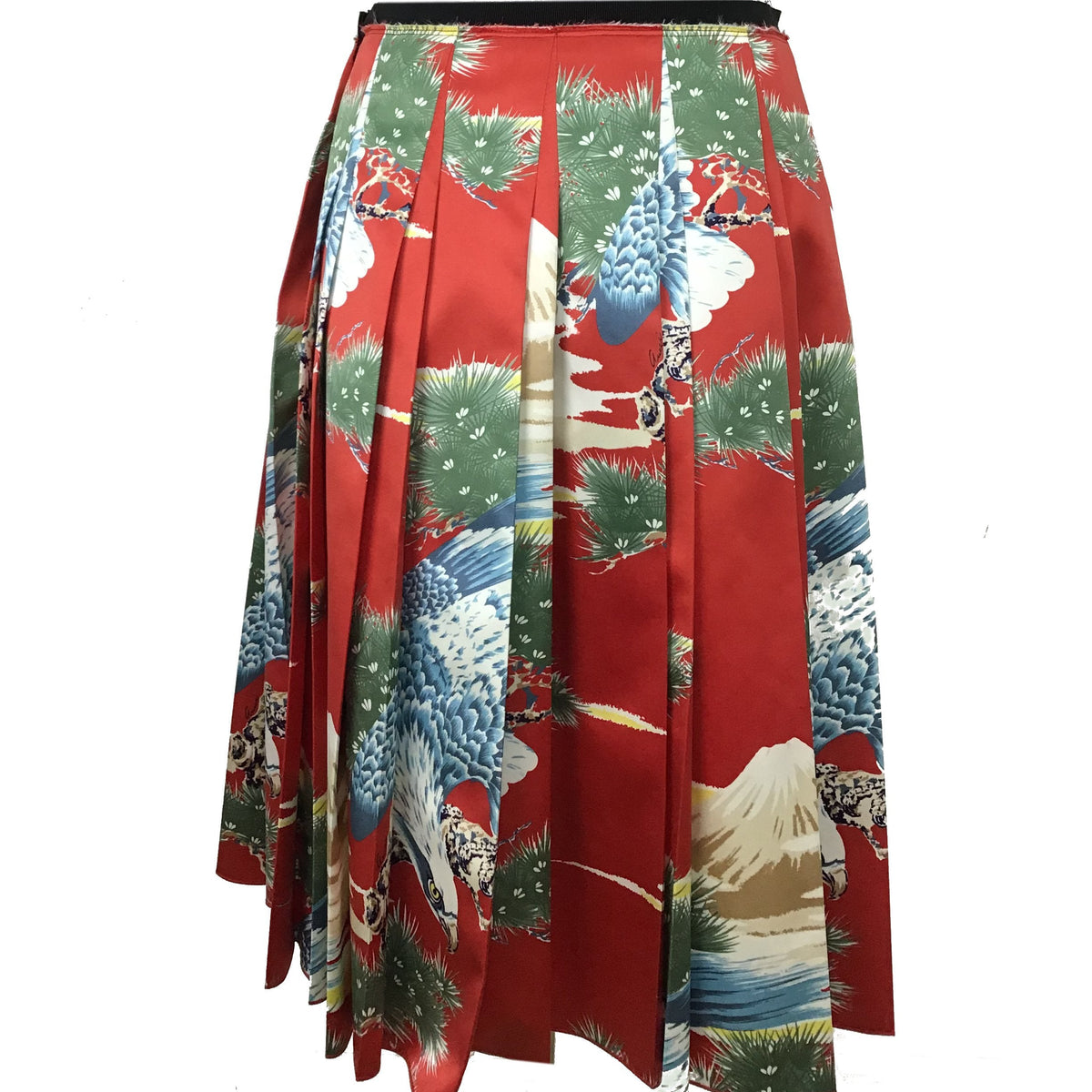 Gucci Oriental Eagle Pleated Silk Skirt Size M