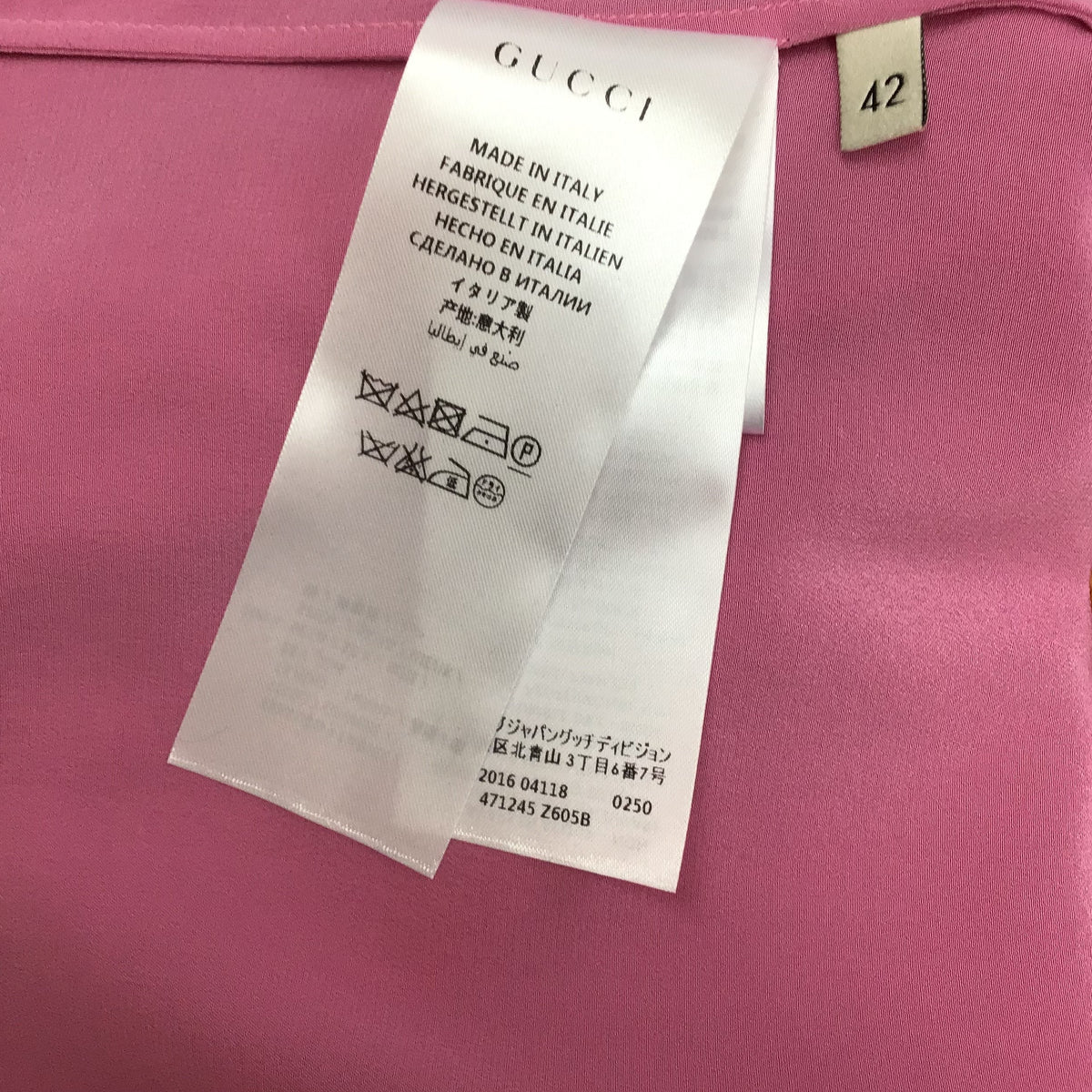 Gucci Pleated-Placket Silk Crepe De Chine Blouse Size M