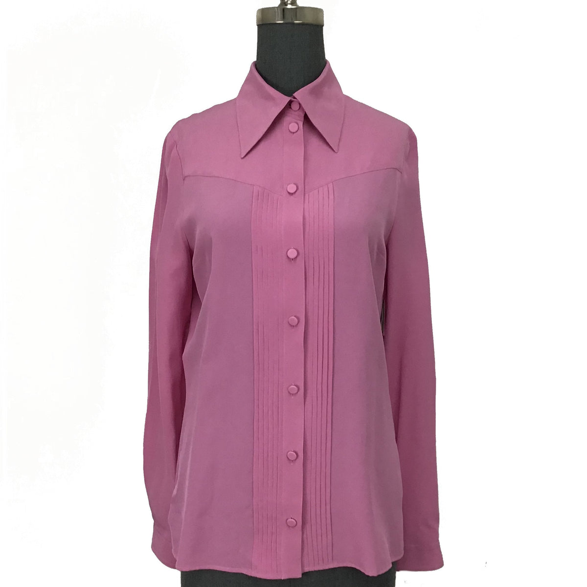 Gucci Pleated-Placket Silk Crepe De Chine Blouse Size M