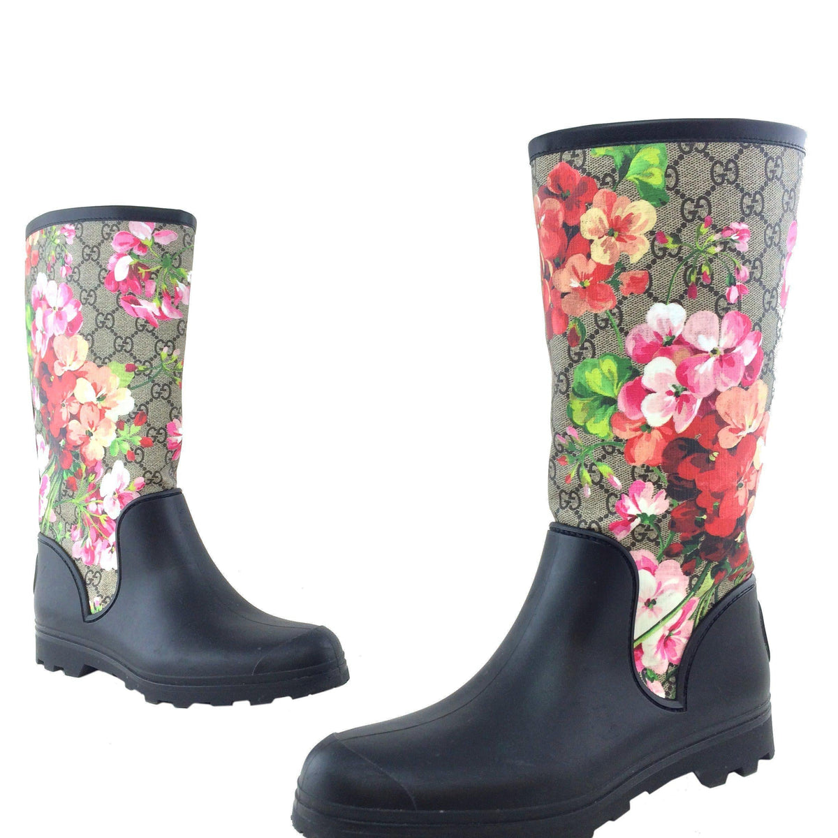 Gucci Prato GG Blooms Rain Boots Size 10