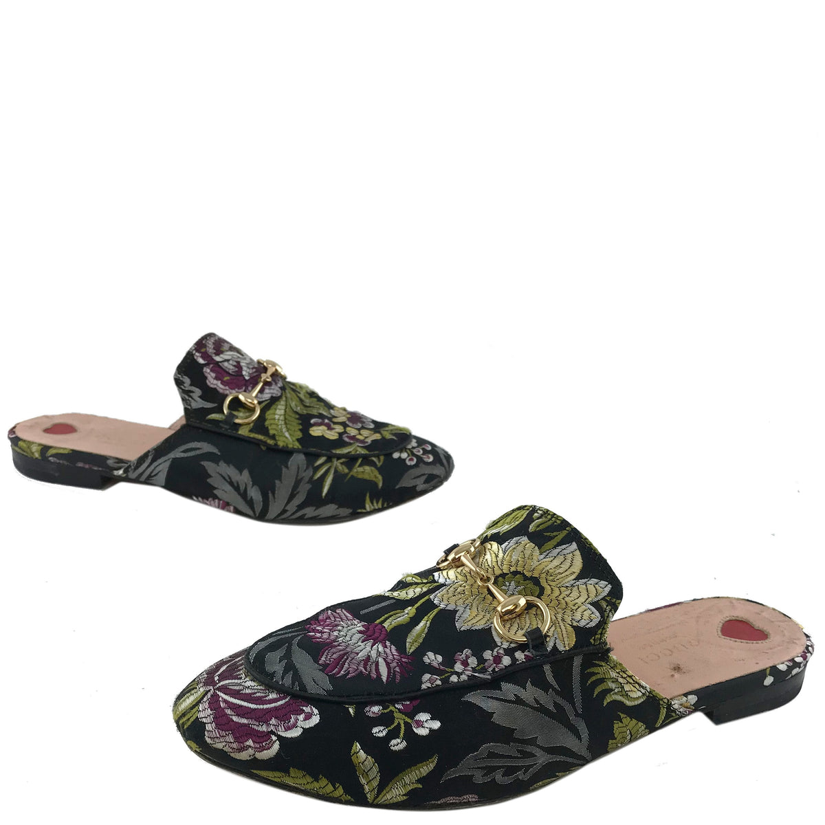Gucci Princetown Floral Jacquard Horsebit Mules Size 9