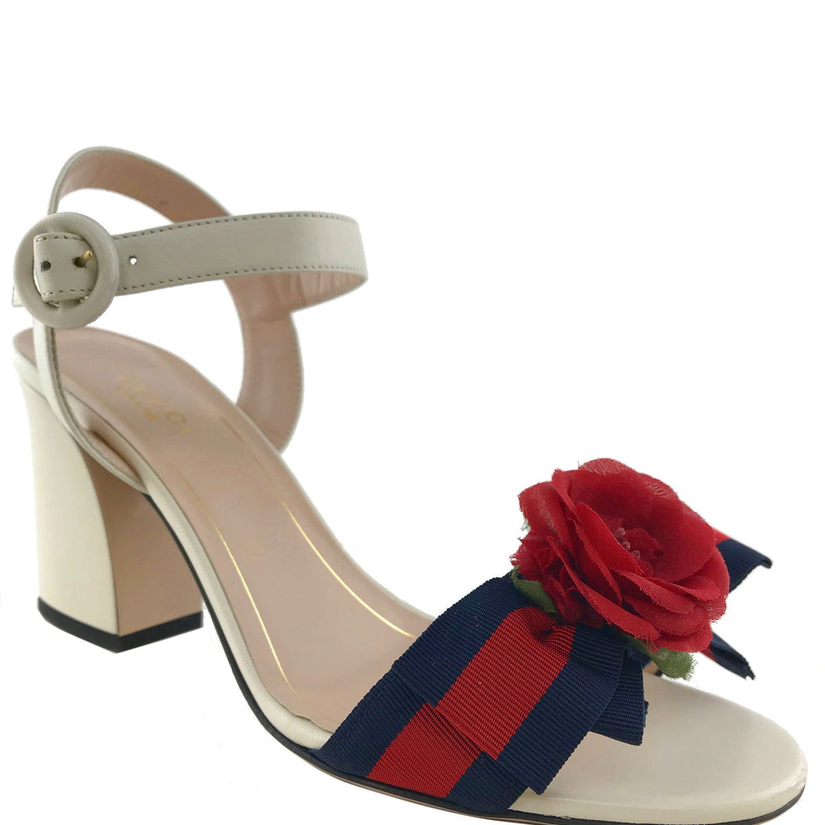 Gucci Web Bow Silk Flower Sandals Size 7