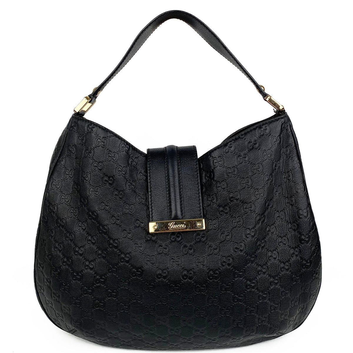 Gucci Black Guccissima Hobo Bag