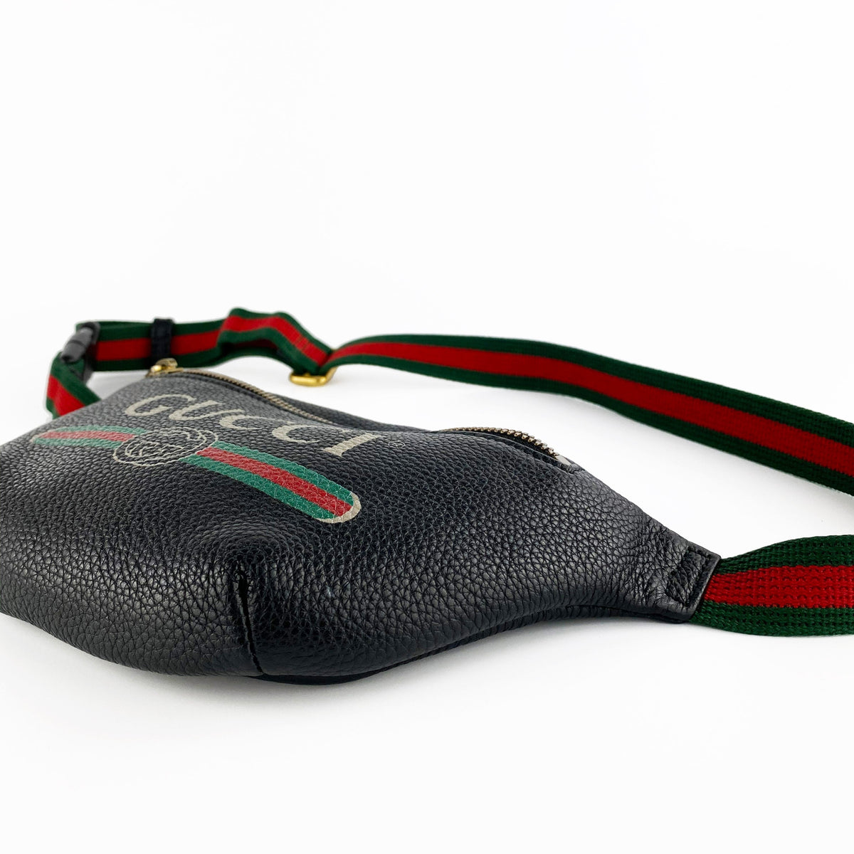 Gucci Black Print Leather Belt Bag