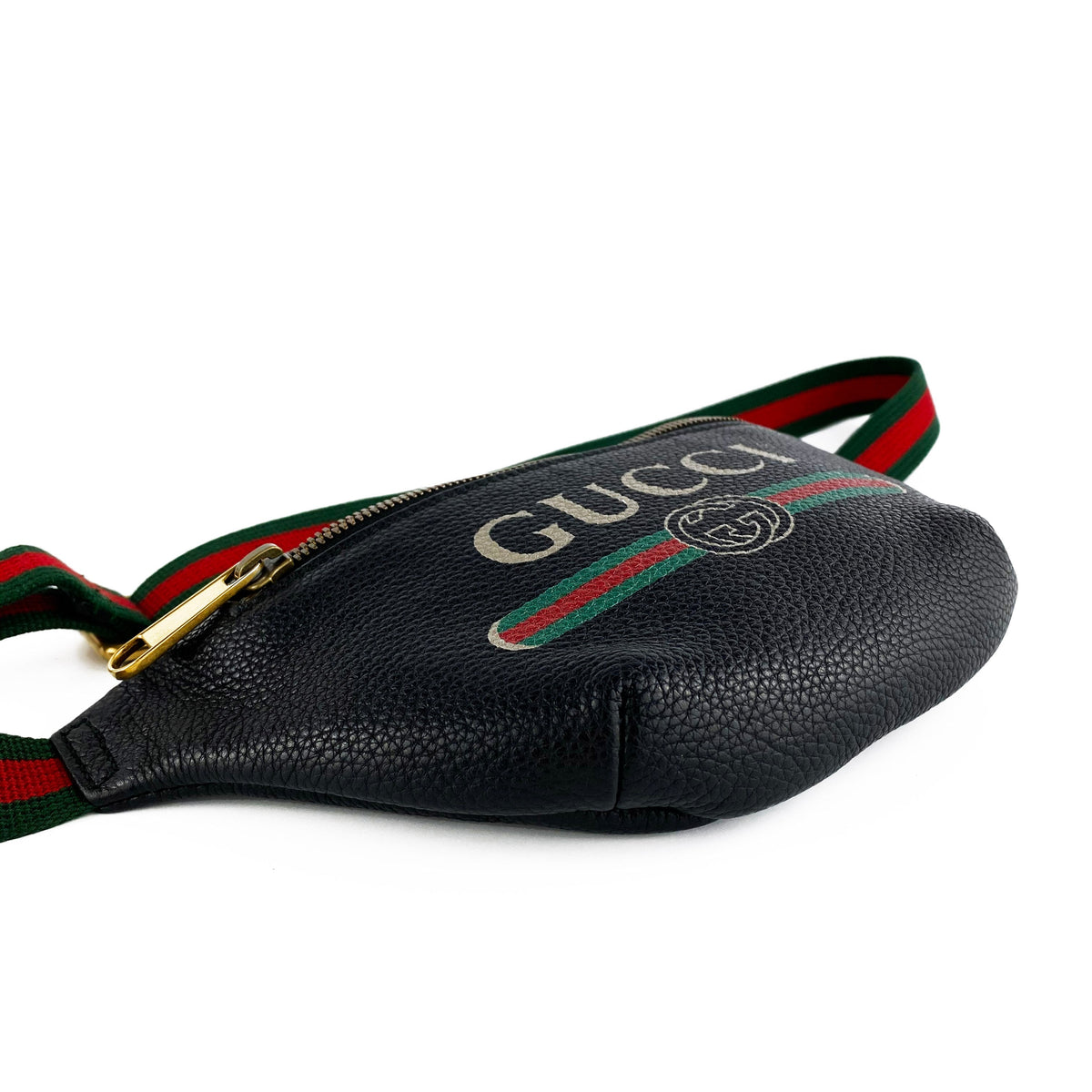 Gucci Black Print Leather Belt Bag