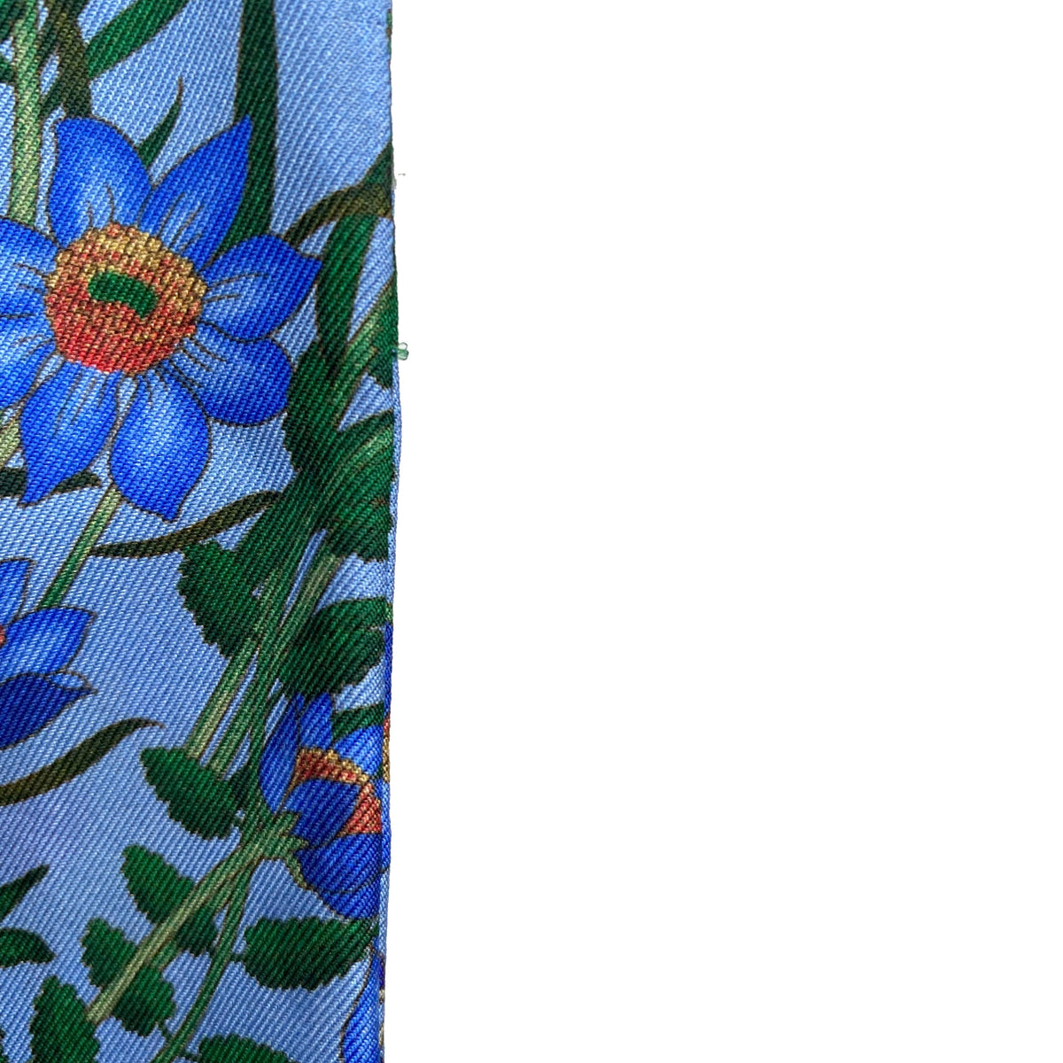 Gucci Blue & Floral Silk Twilly Scarf