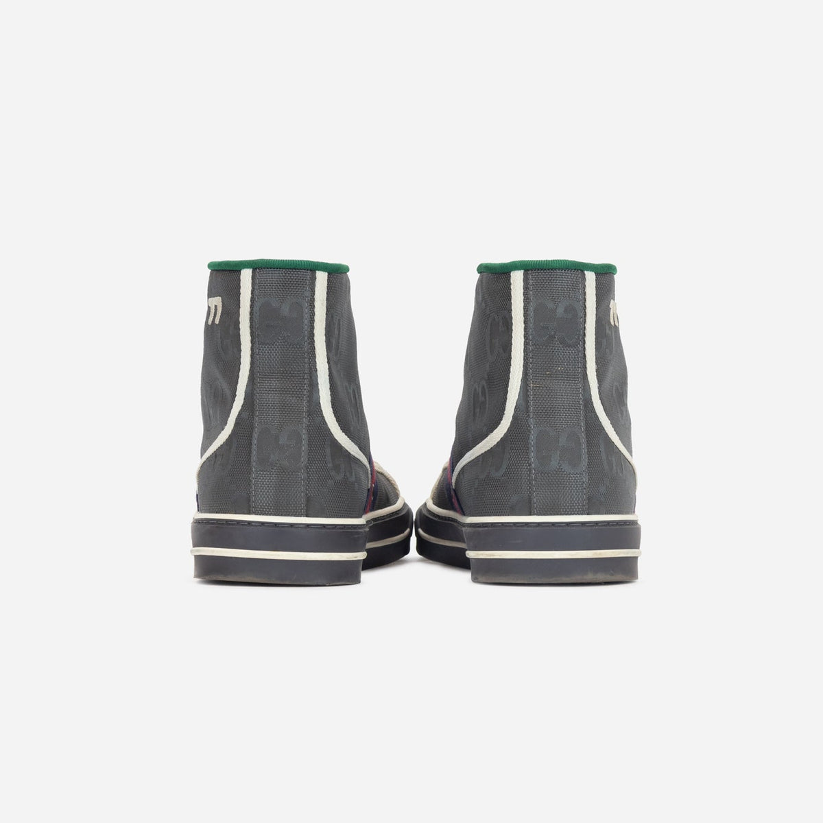 Dark Grey Monogram HighTop Sneakers Blue/Red Gucci Stripe