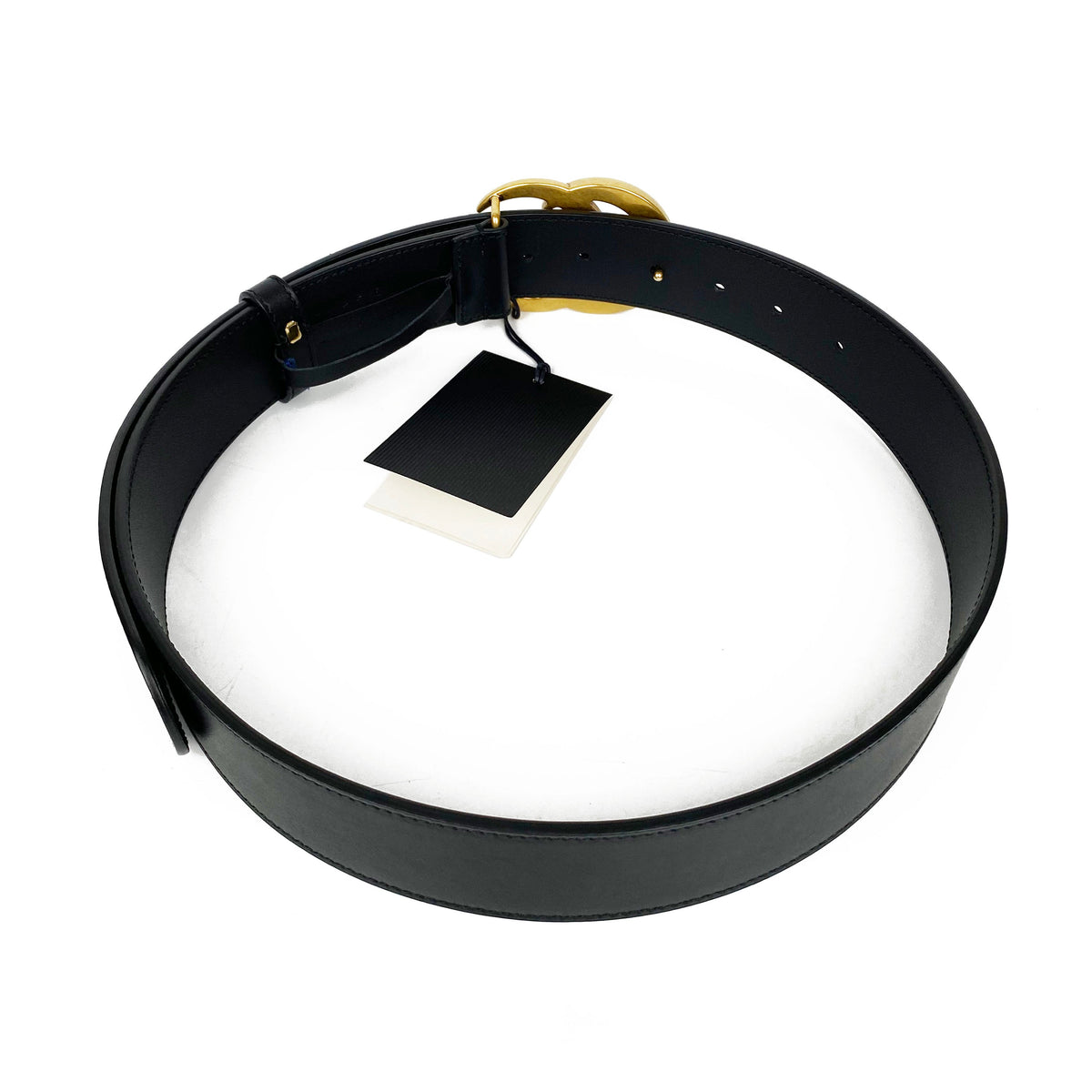 Gucci GG Black Marmont Belt with Shiny Buckle 80
