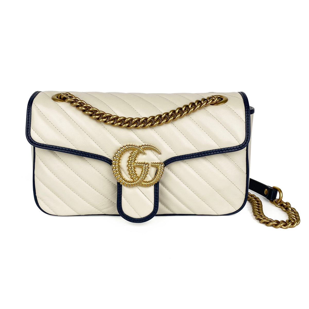 Gucci GG Marmont Torchon White & Blue Shoulder Bag
