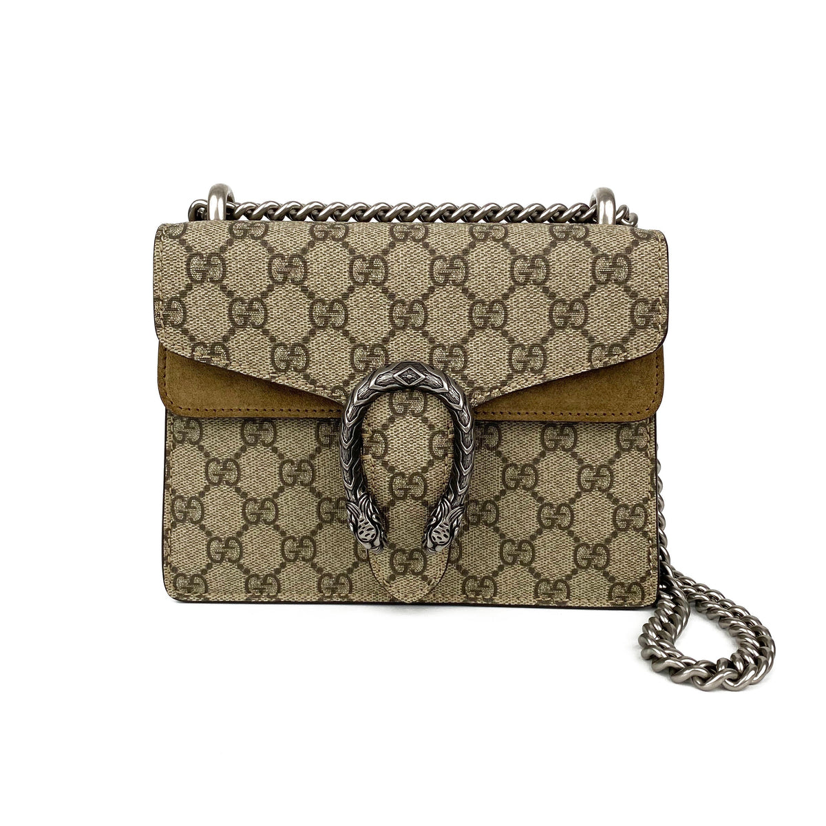 Gucci GG Supreme Mini Dionysus Bag with Taupe Trim