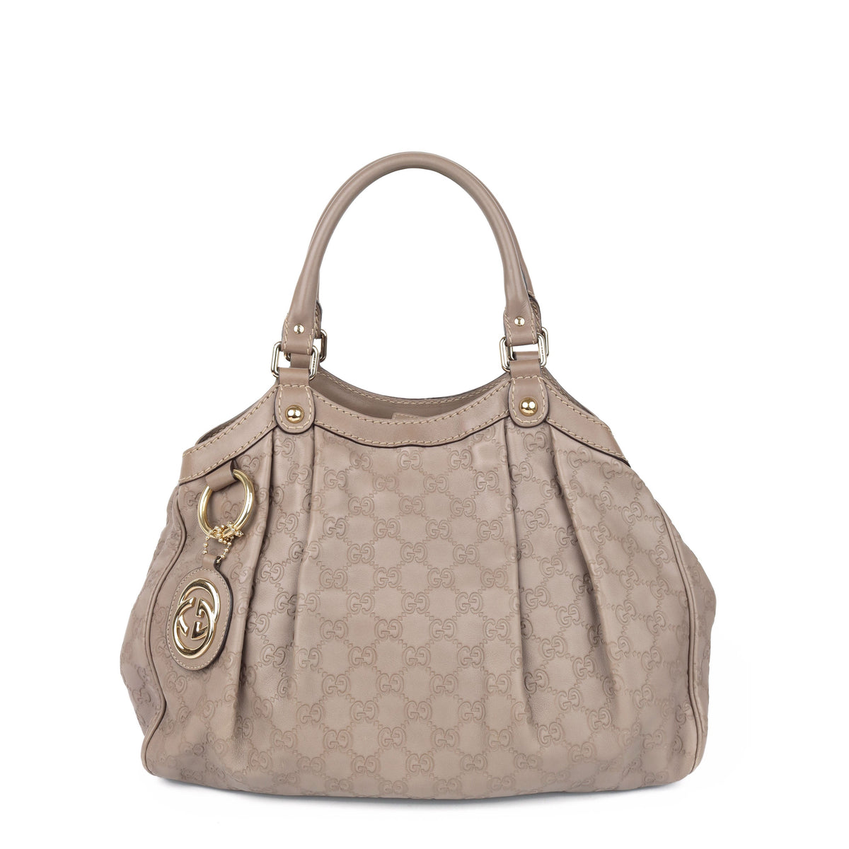 Gucci Grey Monogram Sukey Leather Tote
