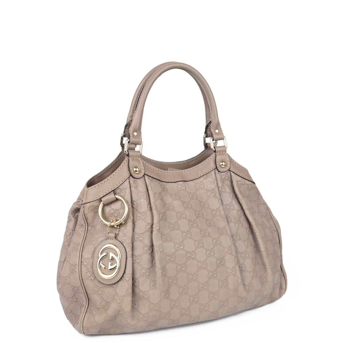 Gucci Grey Monogram Sukey Leather Tote