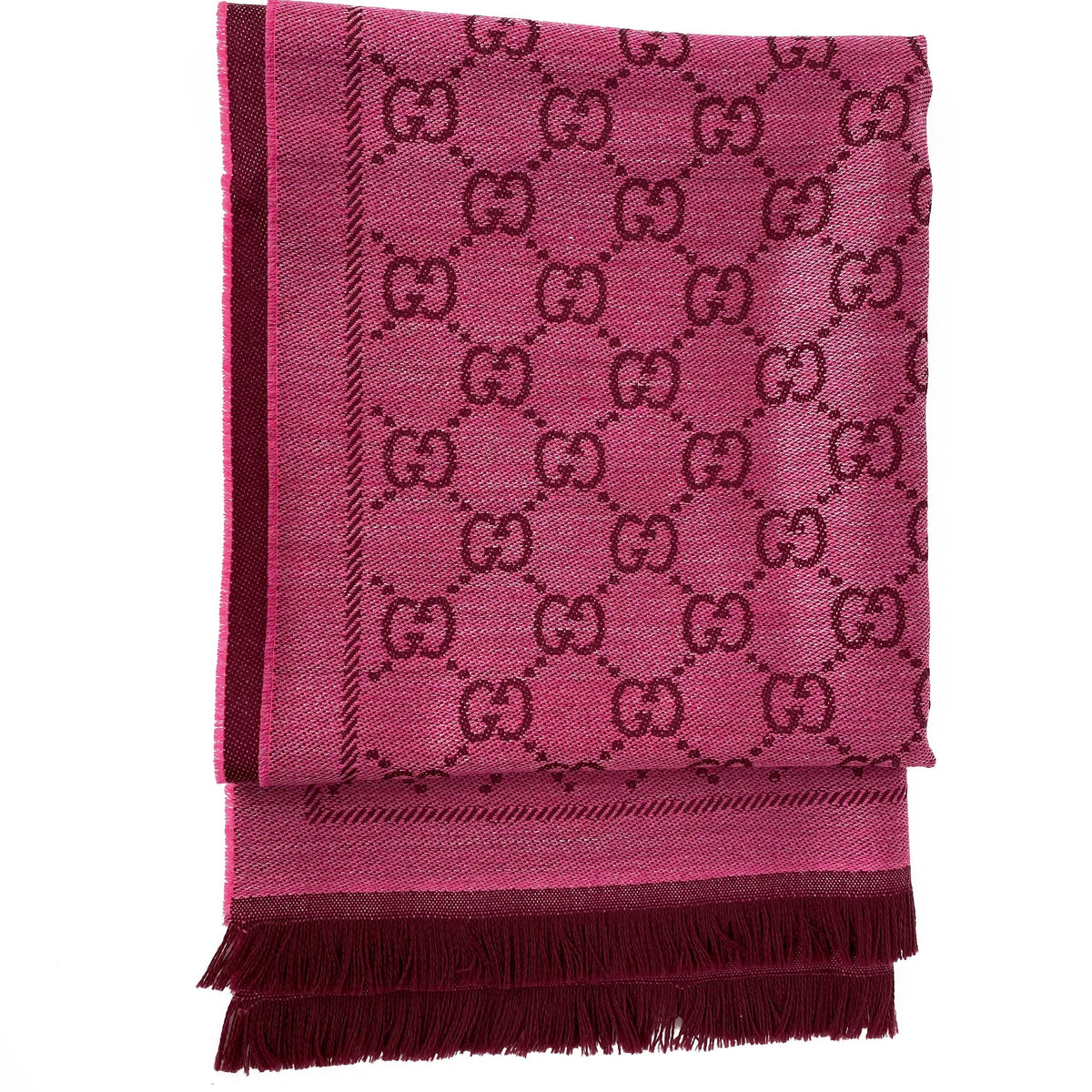 Gucci Pink GG Jacquard Knitted Scarf