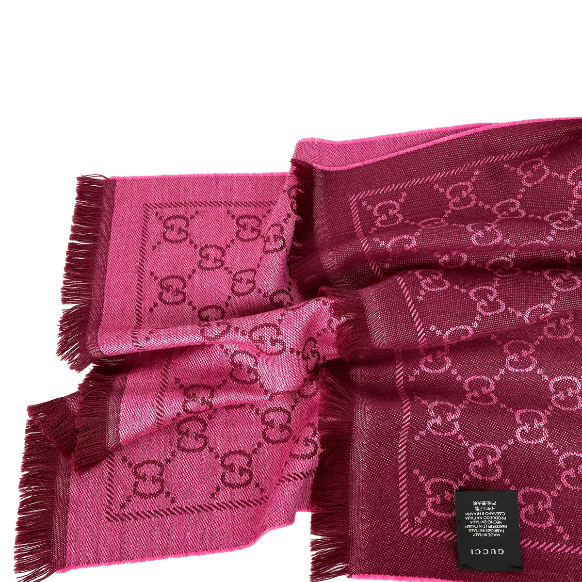 Gucci Pink GG Jacquard Knitted Scarf