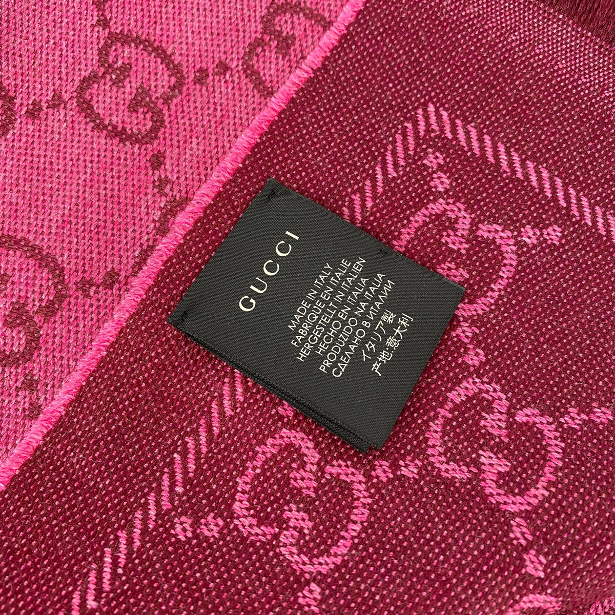 Gucci Pink GG Jacquard Knitted Scarf