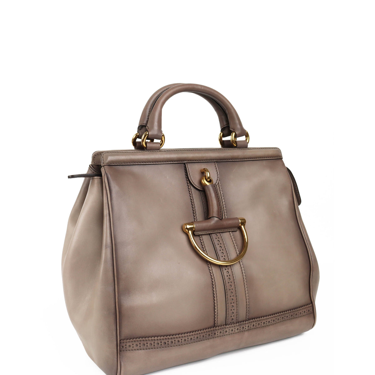 Gucci Taupe Duilio Brogue Tote Bag