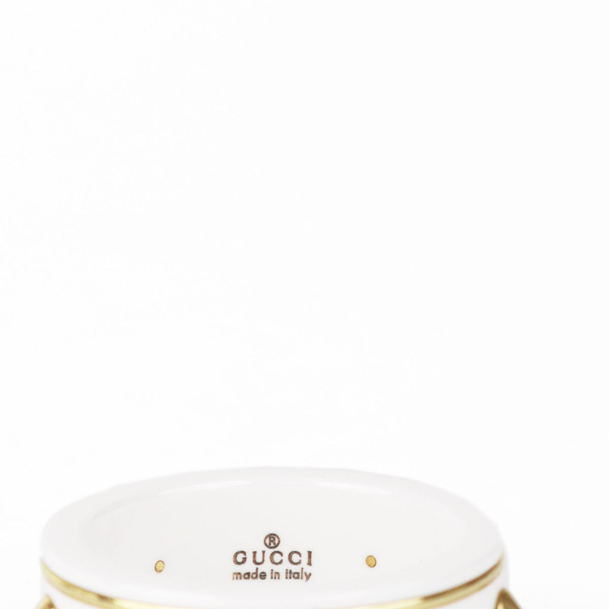 Gucci White/Gold Studded Ceramic Icon Ring