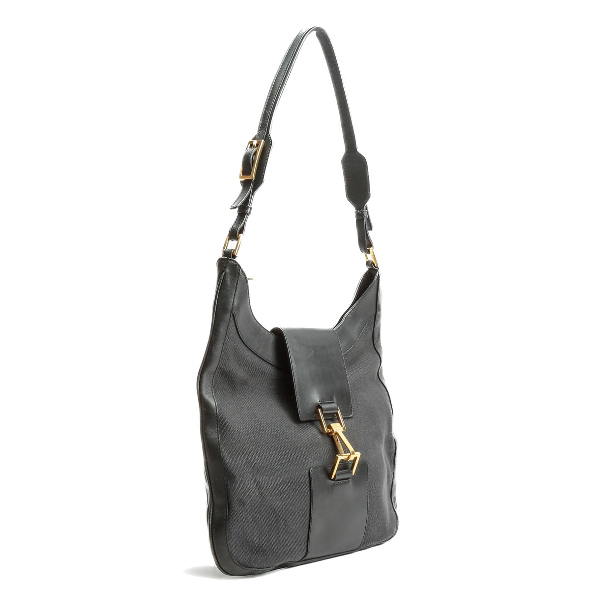 GUCCI Vintage Horsebit Canvas Messenger Bag - Black - OUTLET FINAL SALE