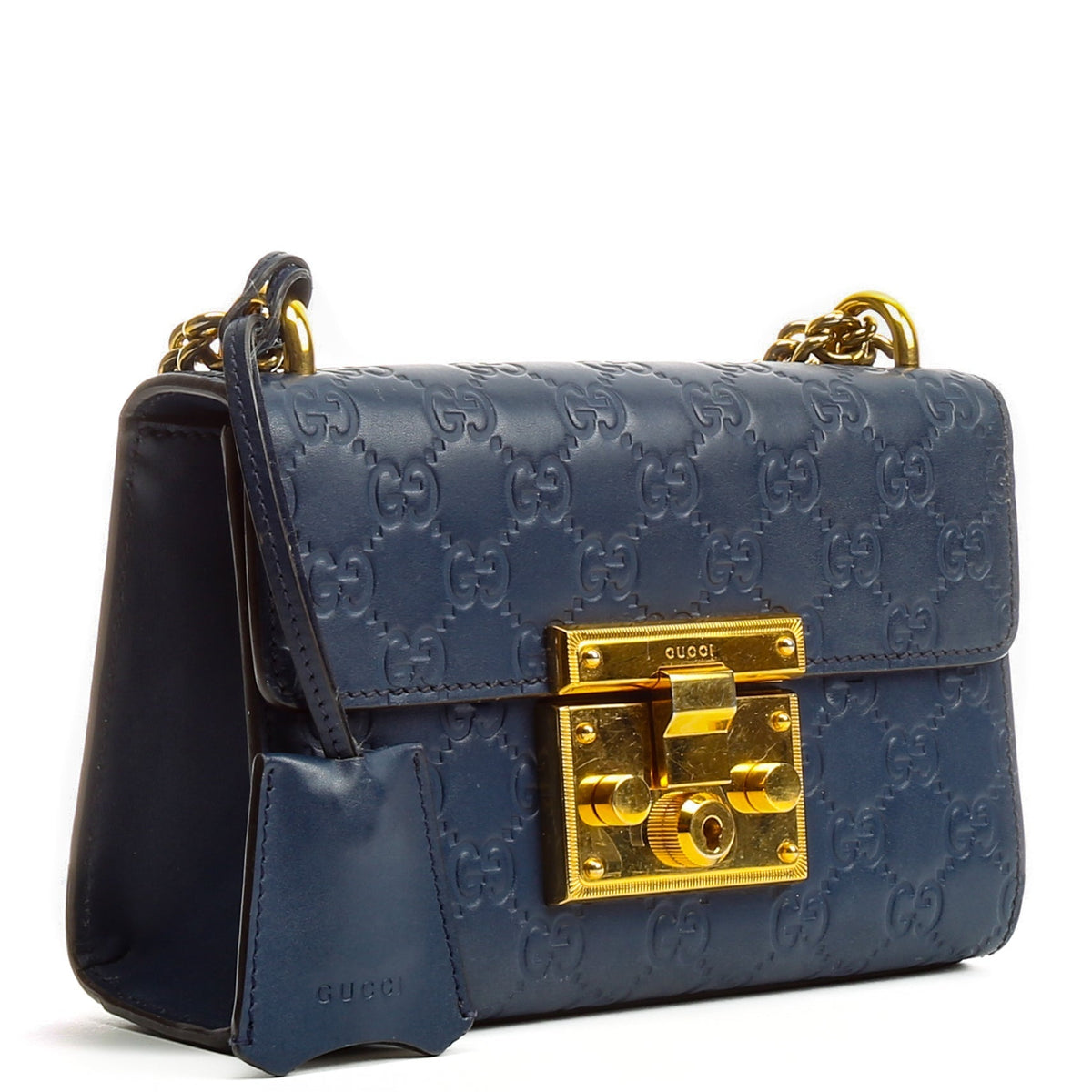 GUCCI Guccissima Small Padlock Shoulder Bag - Navy OUTLET FINAL SALE