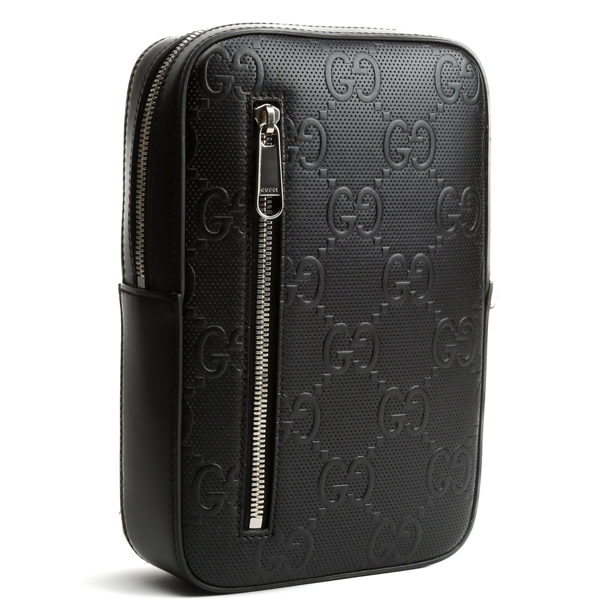 GUCCI GG Embossed Sling Bag - Black