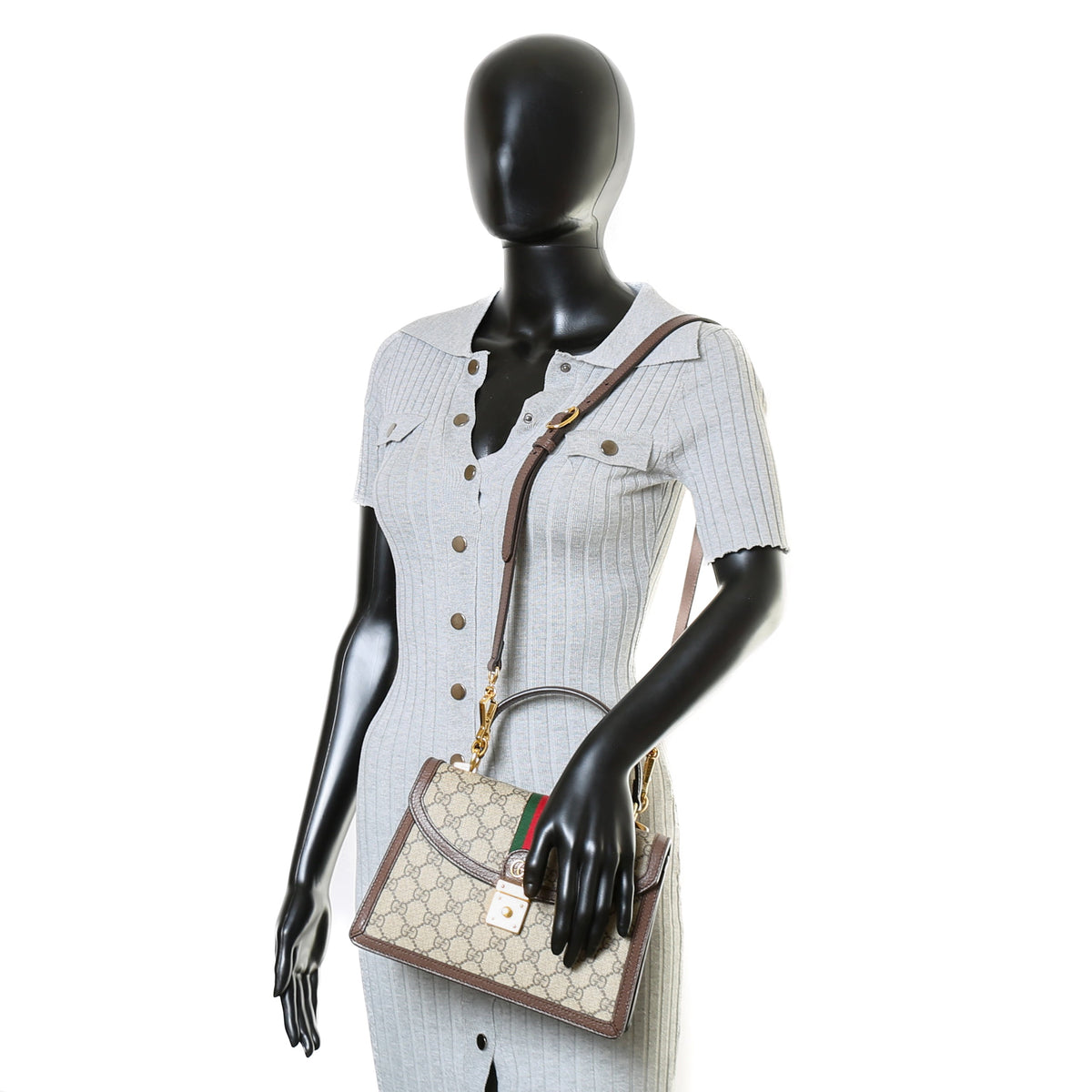 GUCCI GG Supreme Web Ophidia Small Top Handle Bag
