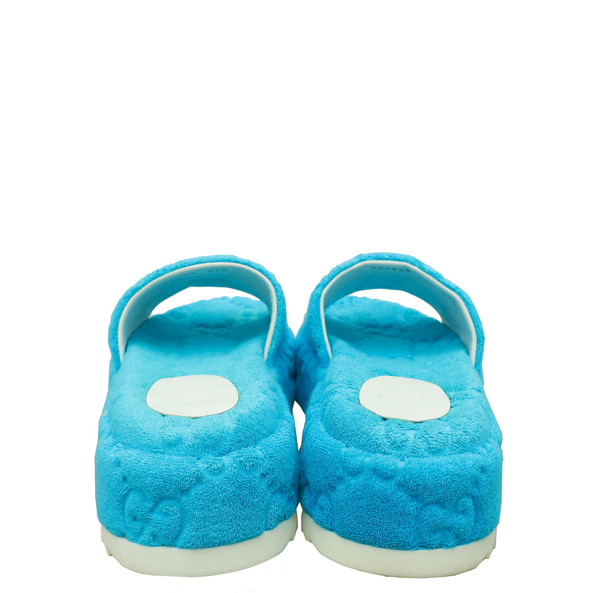 Gucci Sky Blue GG Terry Platform Slides 36.5