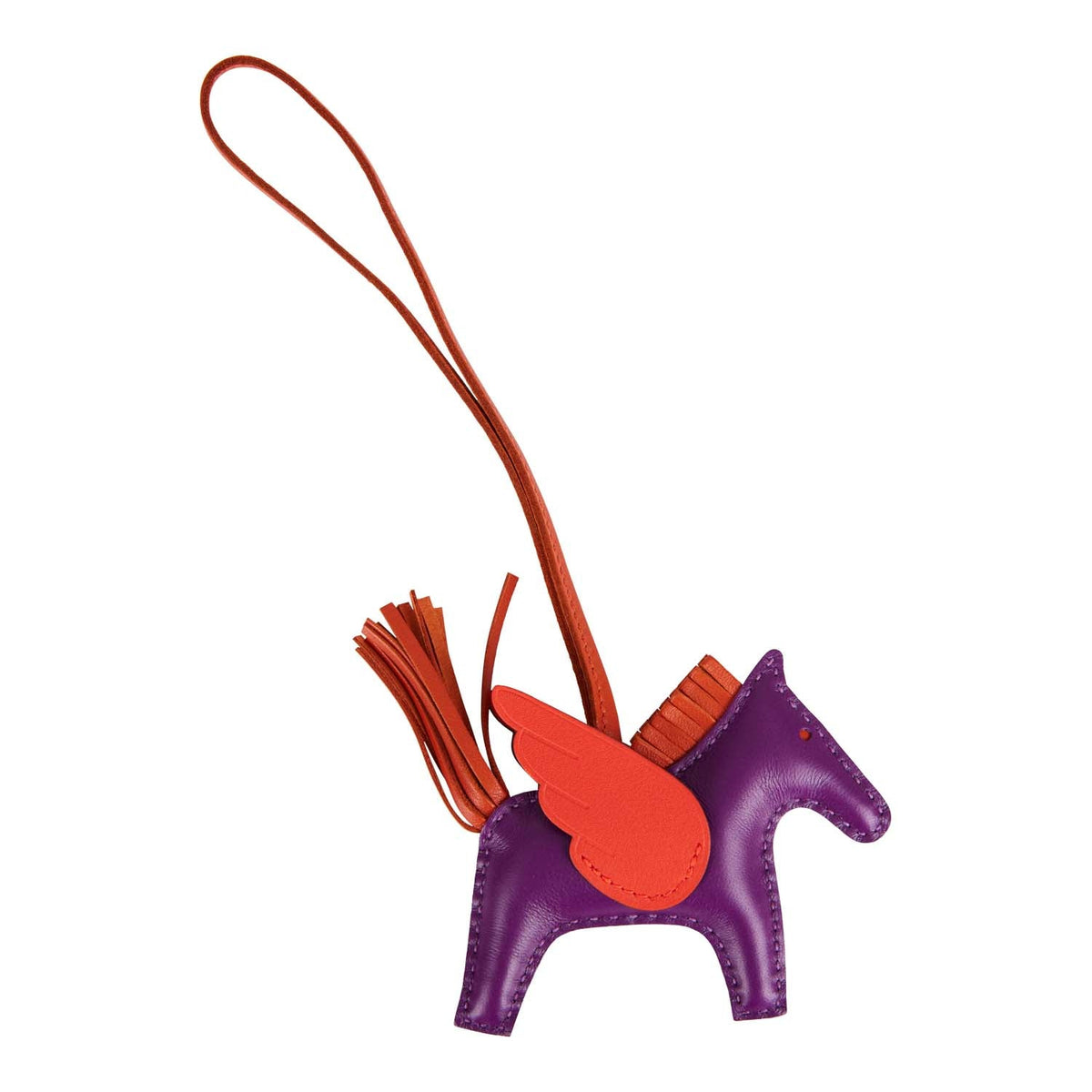 Top quality Hermes Violet/Cornaline/Capucine Pegasus Horse Rodeo Bag Charm PM