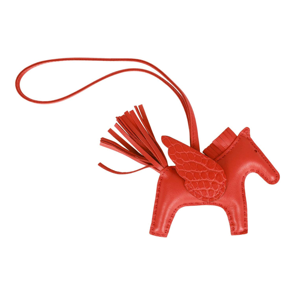 Top quality Hermes Orange Poppy/Capucine Pegasus Horse Rodeo Touch Bag Charm PM