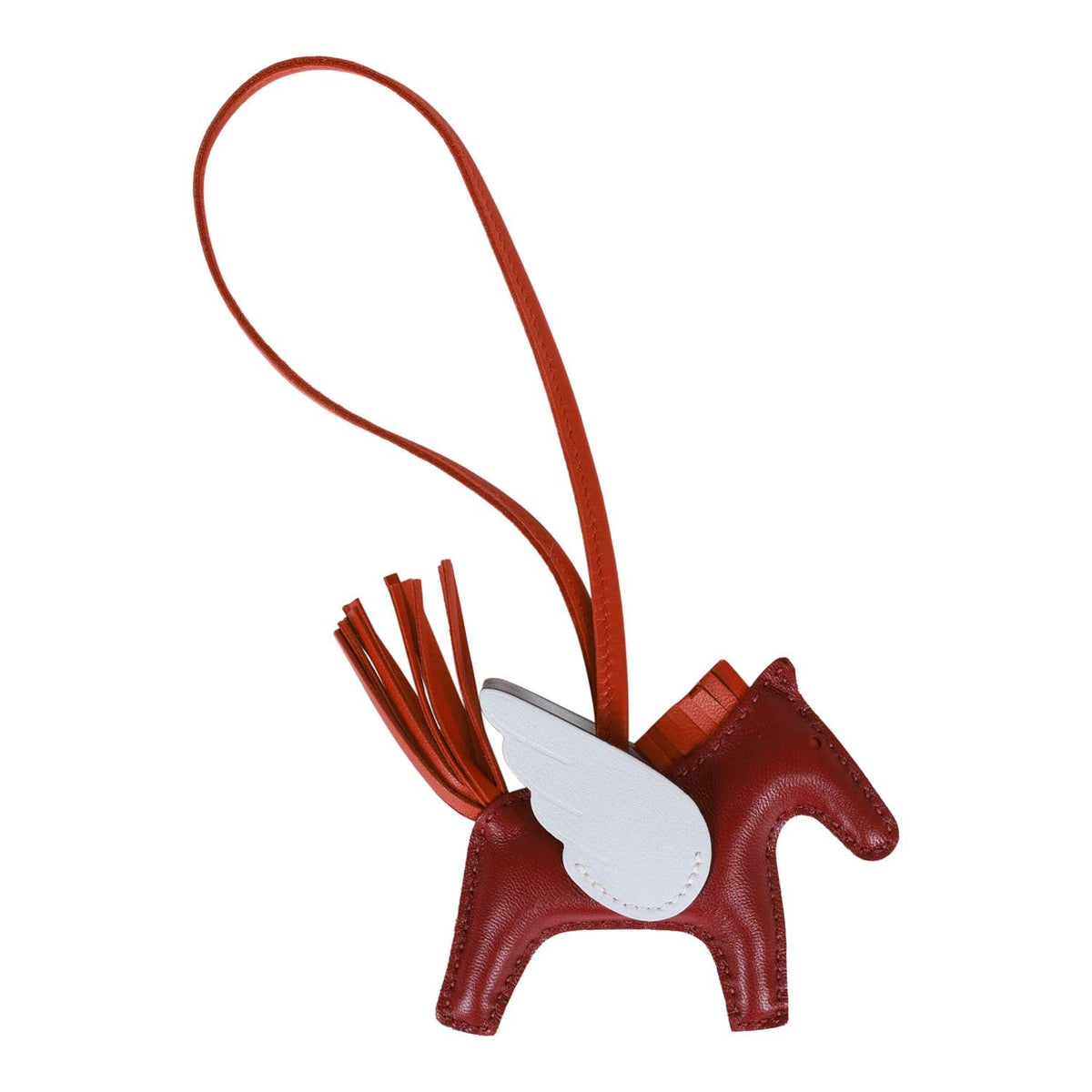 Top quality Hermes Rouge Grenat/Cornaline/Bleu Brume Pegasus Horse Rodeo Bag Charm MM