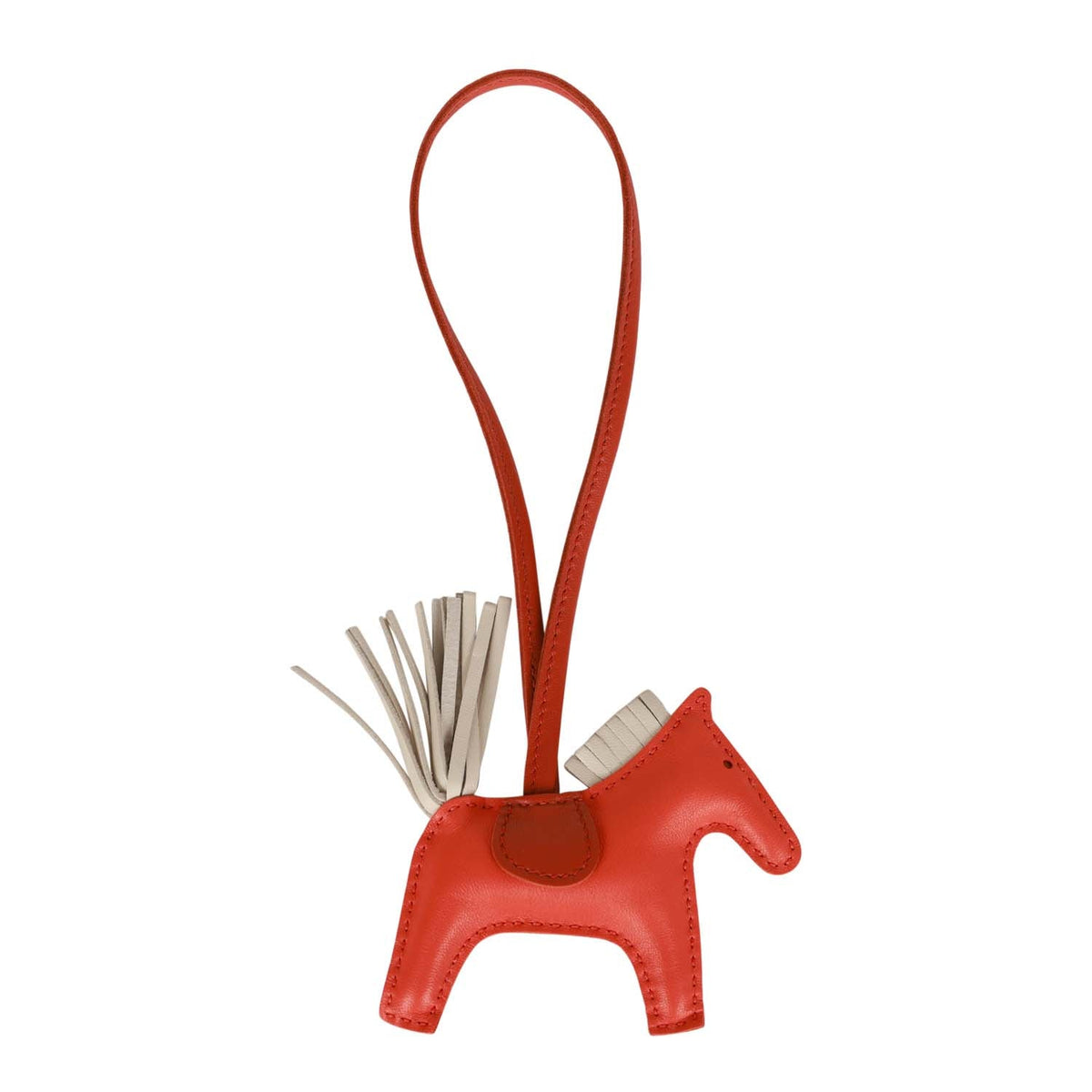 Top quality Hermes Orange Poppy/Craie/Terre Battue Grigri Horse Rodeo Bag Charm PM