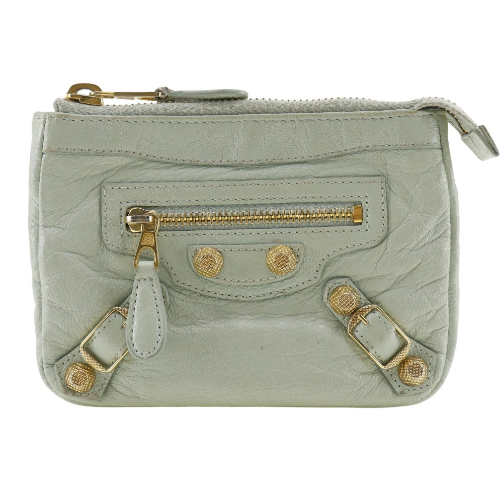 balenciaga Leather Giant Pouch Light Green