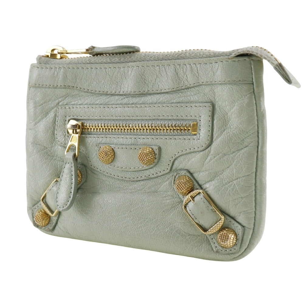 balenciaga Leather Giant Pouch Light Green