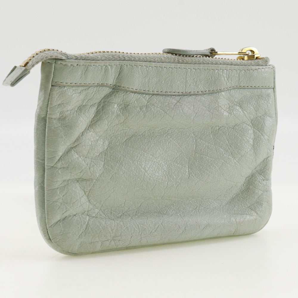 balenciaga Leather Giant Pouch Light Green