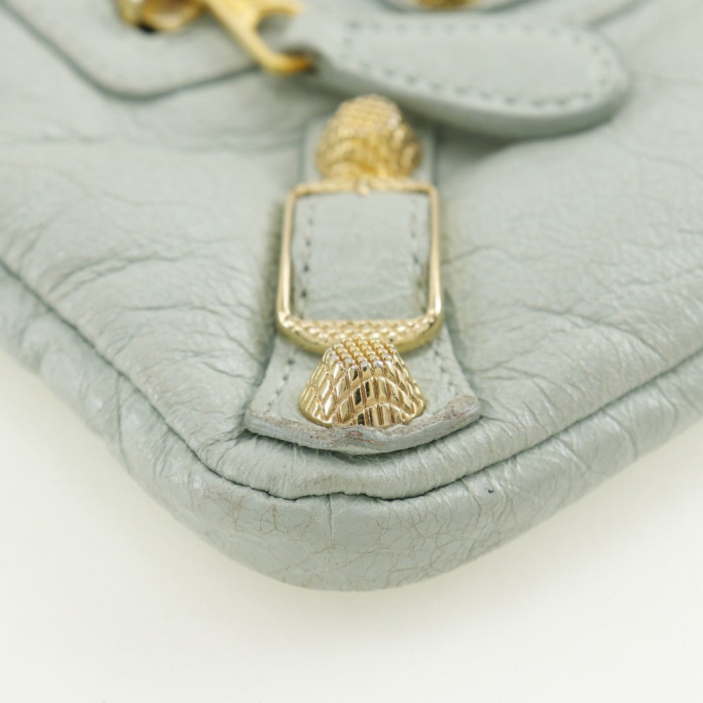 balenciaga Leather Giant Pouch Light Green