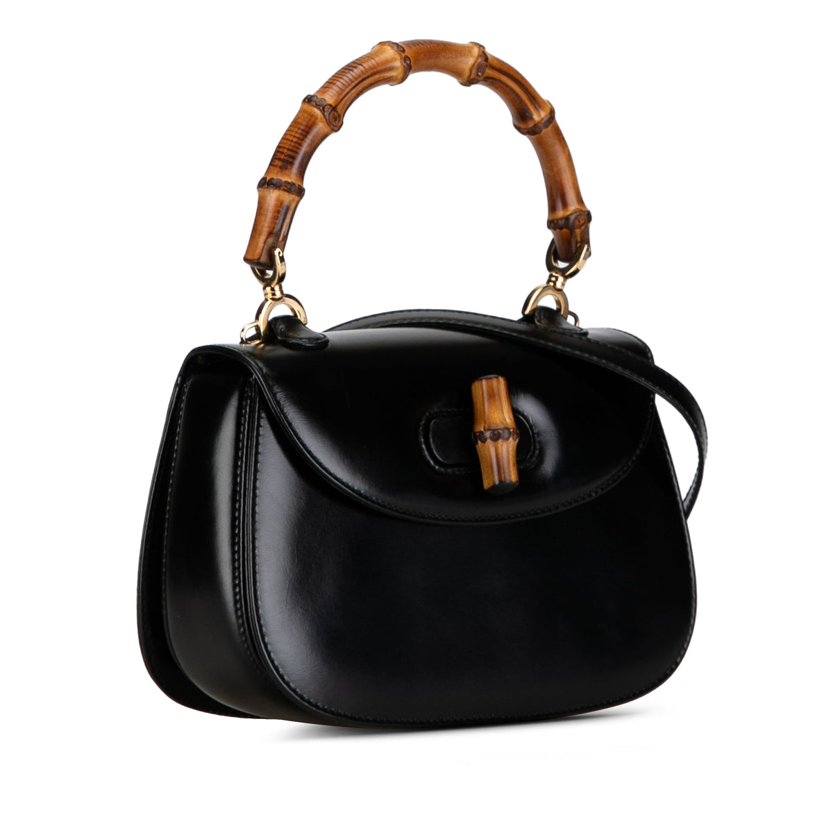 GUCCI Small Leather Bamboo Night Satchel