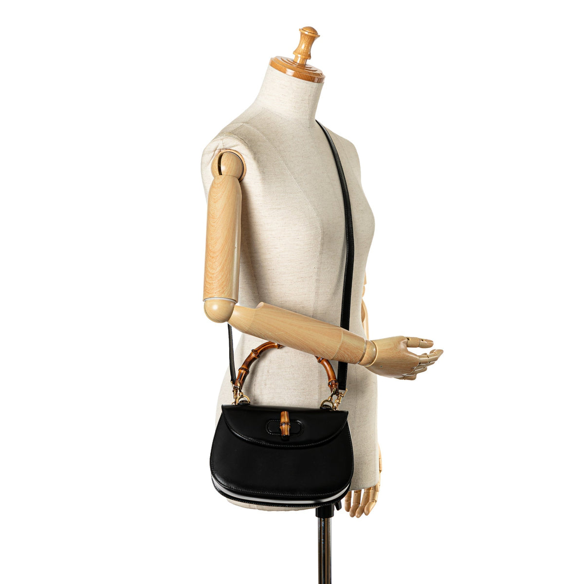 GUCCI Small Leather Bamboo Night Satchel