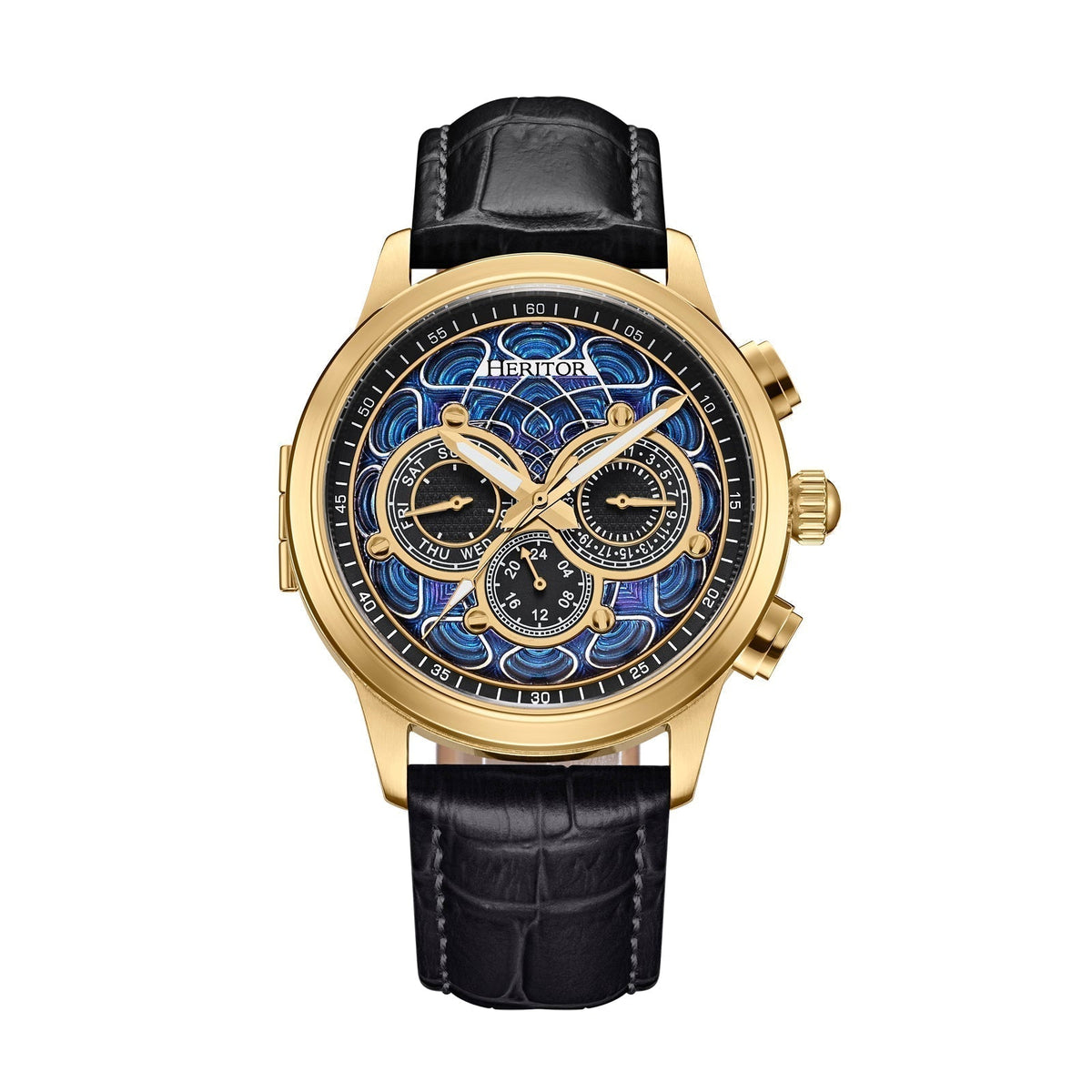 Heritor Automatic Apostle Leather Band Watch w/ Day-Date