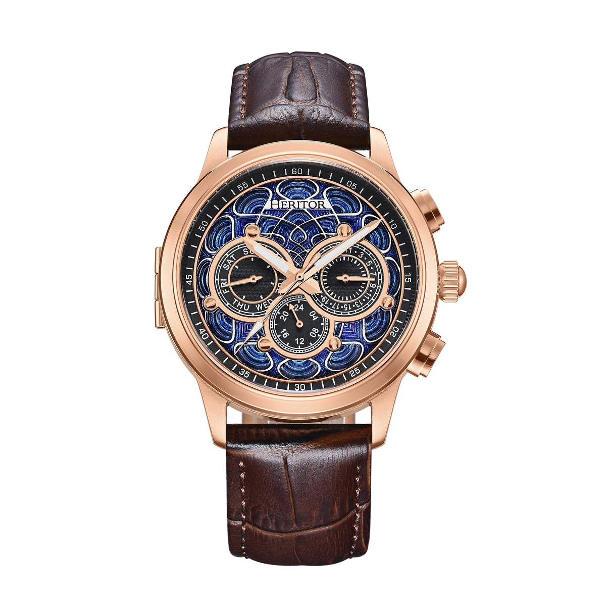 Heritor Automatic Apostle Leather Band Watch w/ Day-Date