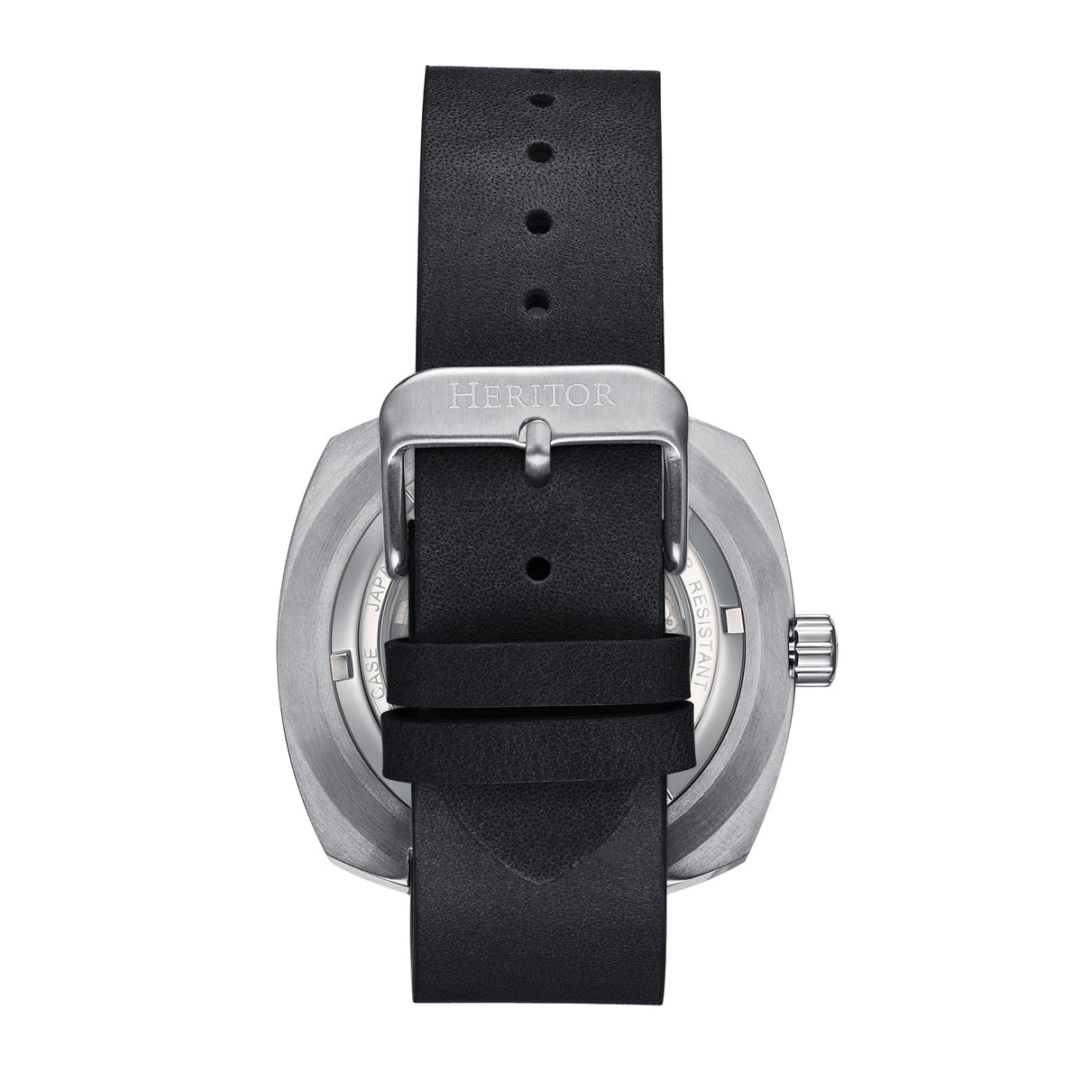 Heritor Automatic Davenport Engraved-Case Leather-Band Watch w/ Date