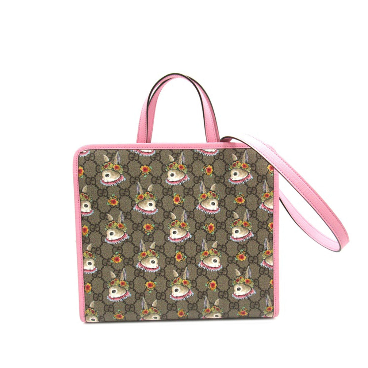 GUCCI Yuko Higuchi GG Supreme Floral Rabbit Satchel