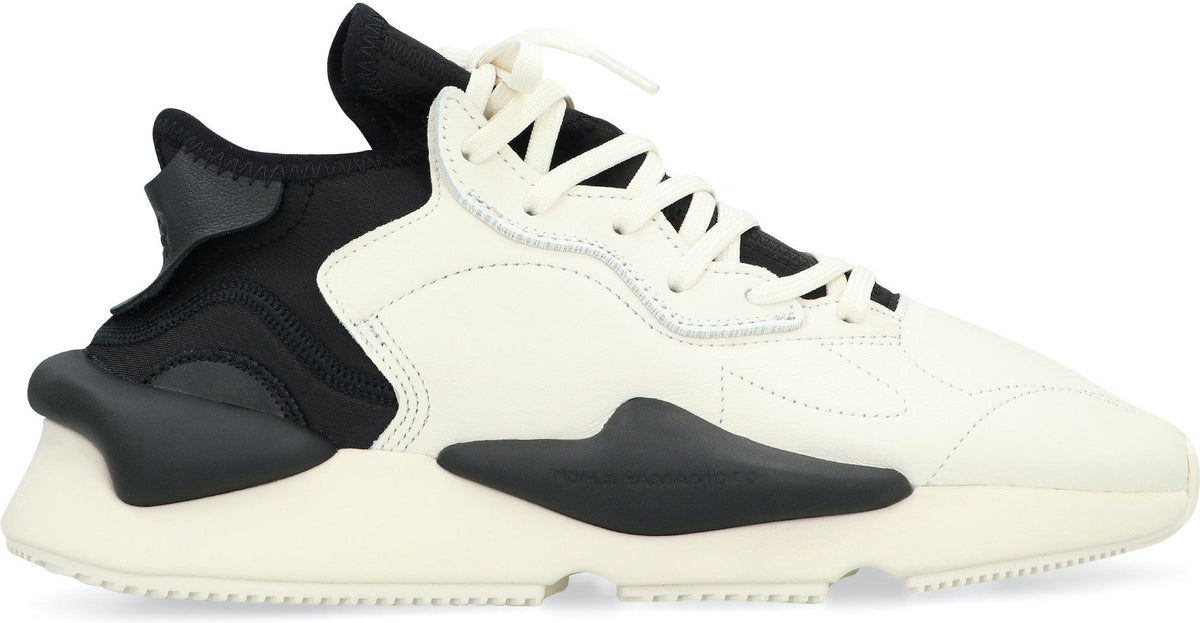 KAIWA LEATHER AND FABRIC LOW-TOP SNEAKERS