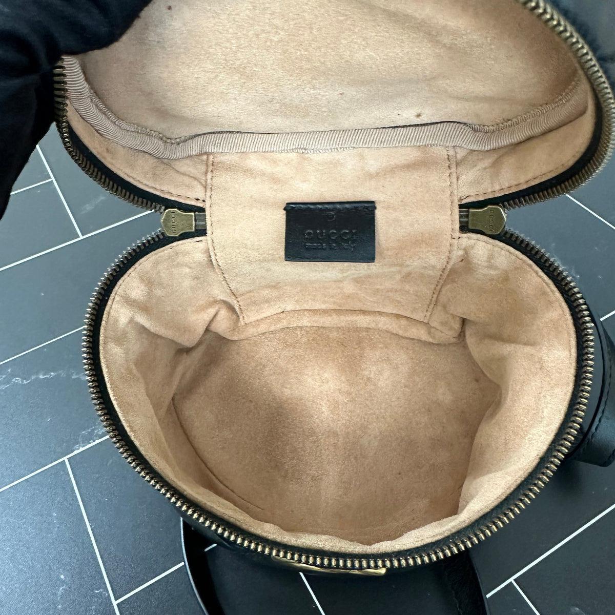 Gucci GG Marmont Black Leather Chevron Mini Backpack